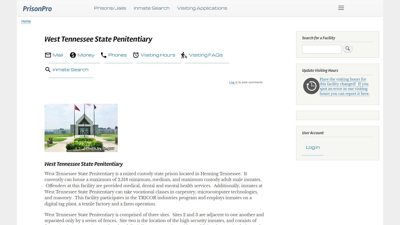 West Tennessee State Penitentiary Visiting hours, inmate ...
