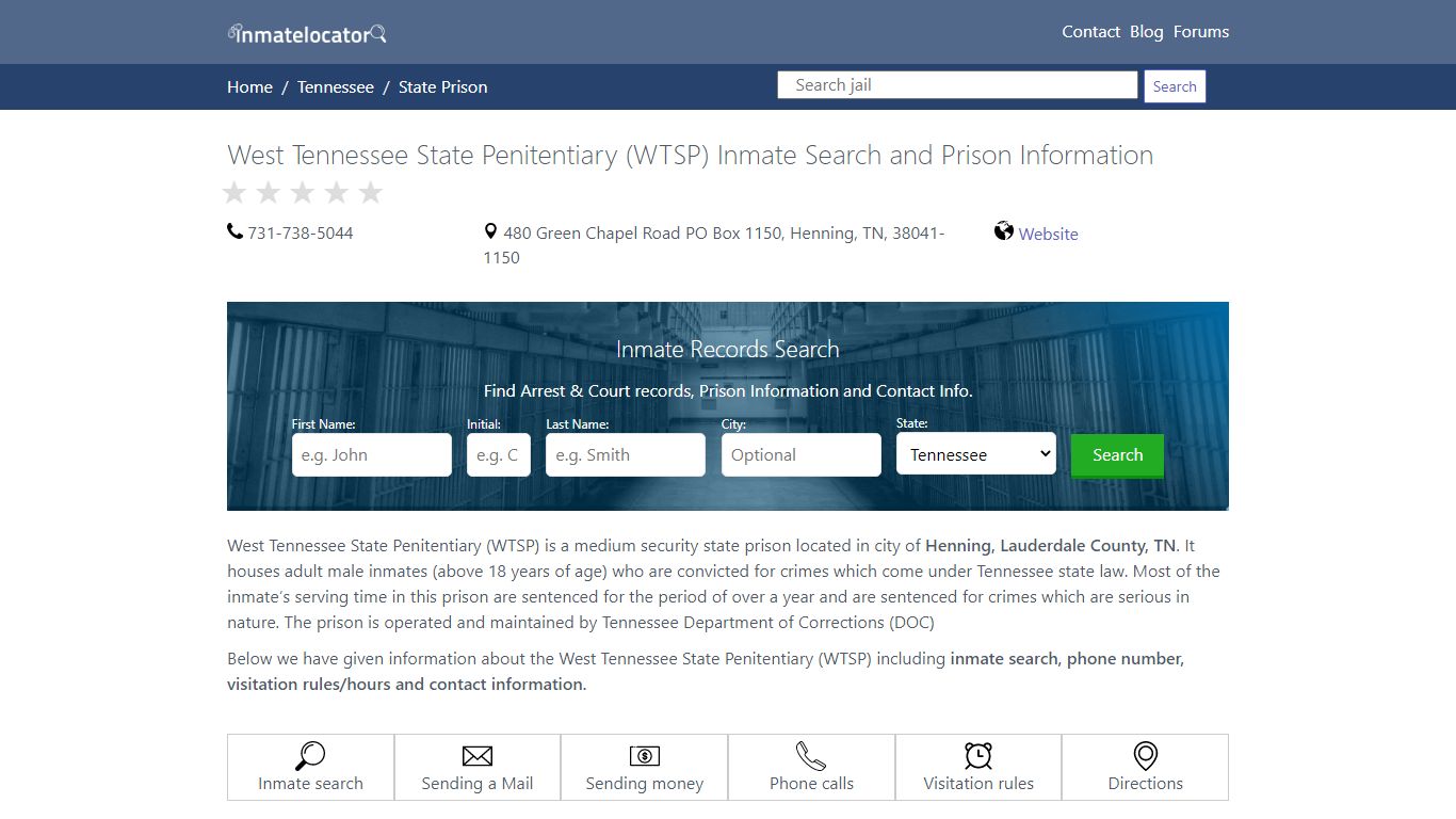 West Tennessee State Penitentiary (WTSP) Inmate Search ...